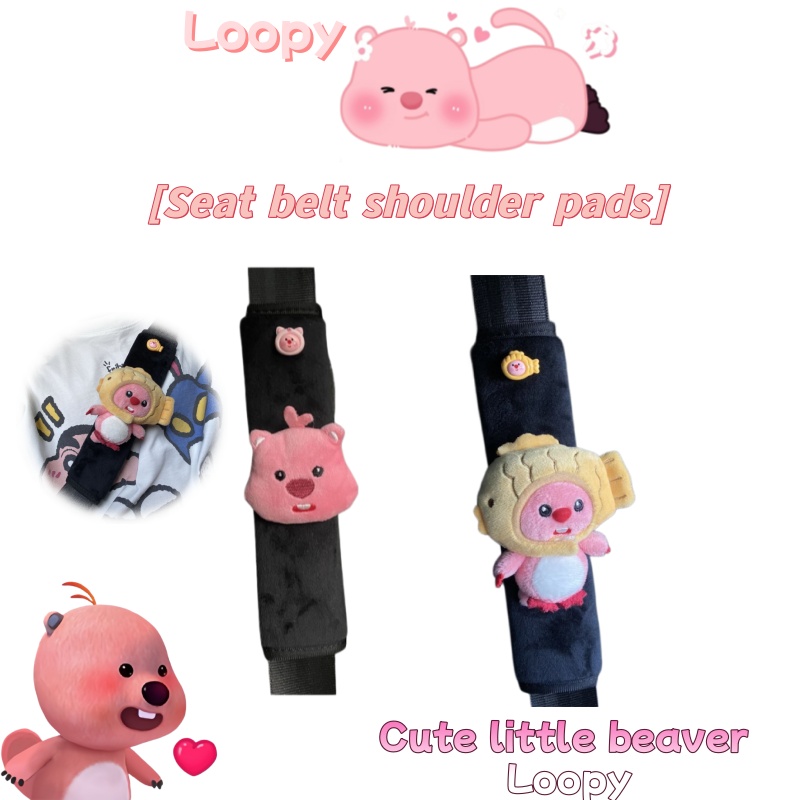 Car Accessories Girl - Autogordeldecoratie Pluche Bever Zwarte Gordel Schouderbeschermer